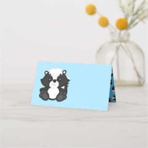 Skunk Baby Shower Blue Place Card