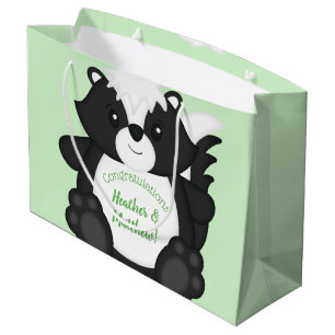 Skunk Baby Shower Green Large Gift Bag