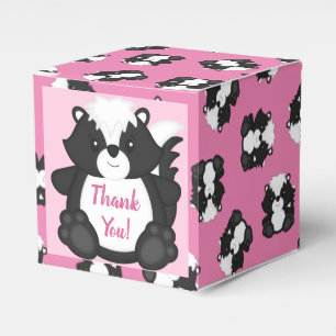Skunk Baby Shower Pink Favor Box