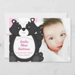 Skunk Baby Shower Pink Invitation