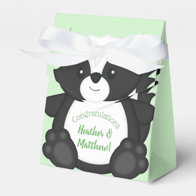 Skunk Baby Shower Woodland Animals Favor Box (Front Side)