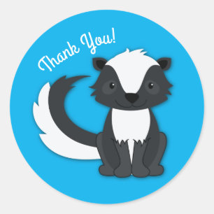 Skunk Birthday Party Classic Round Sticker