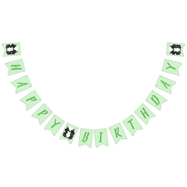 Skunk Birthday Party Green Bunting Flags (All)