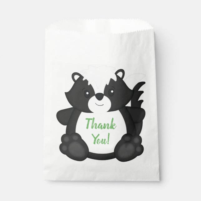 Skunk Birthday Party Green Favour Bag (Front)