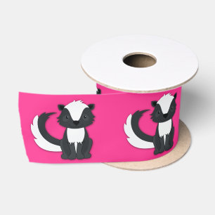 Skunk Birthday Party Kids Pink Satin Ribbon