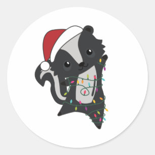 Skunk Christmas Skunks Winter Animals Classic Round Sticker