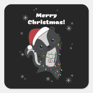 Skunk Christmas Skunks Winter Animals Square Sticker