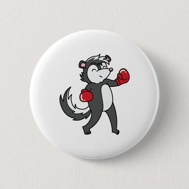 Skunk Does Boxing  2 Inch Round Button (Front)