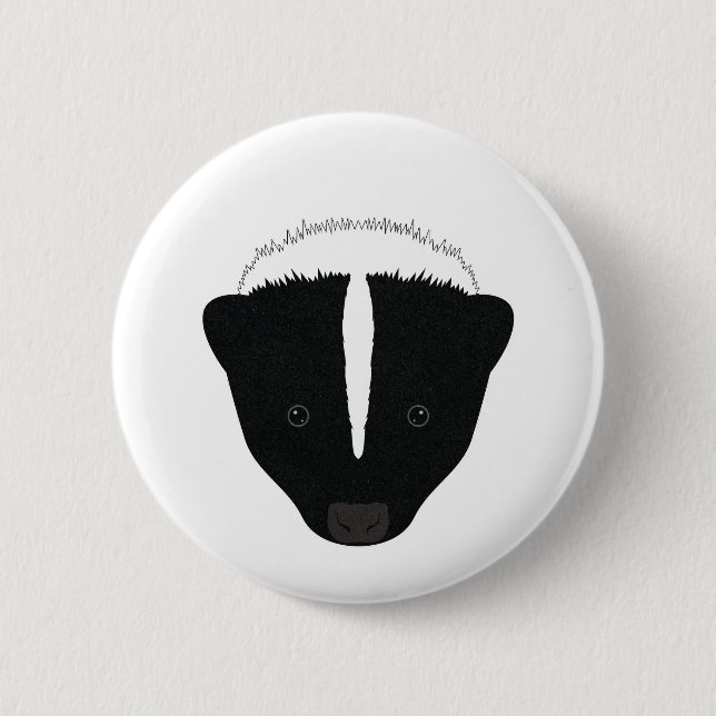 Skunk Face 2 Inch Round Button (Front)