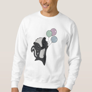 Skunk Flies Up With Colourful Balloons Sweatshirt