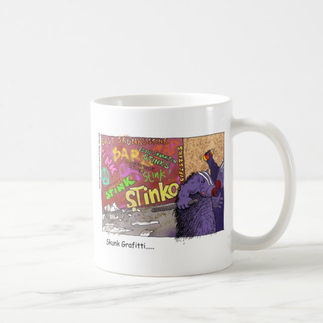 Skunk Graffiti Funny Cartoon Gifts & Tee Coffee Mug (Right)