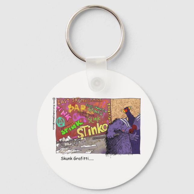 Skunk Graffiti Funny Cartoon Gifts & Tee Keychain (Front)