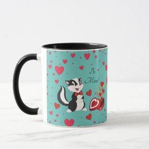 Skunk Happy Valentine's Day Cute Colourful hearts Mug