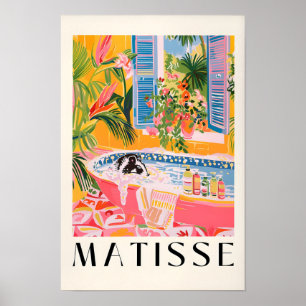 Skunk In Bathtub Poster, Mid Century Poster, Pink Poster