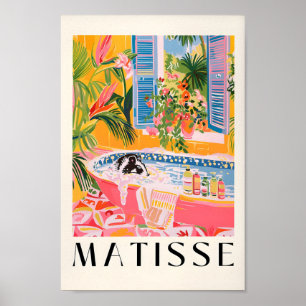 Skunk In Bathtub Poster, Mid Century Poster, Pink  Poster