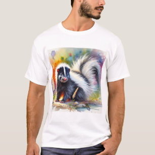 Skunk in Harmony 310824AREF122 - Watercolor T-Shirt