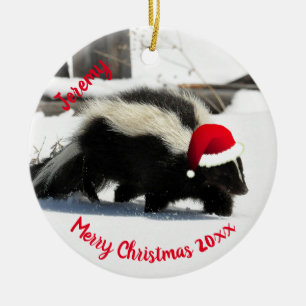 Skunk in Santa Hat Céramique Ornement