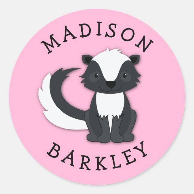 Skunk Kid Cute Woodland Envelope Seal Sticker (Front)