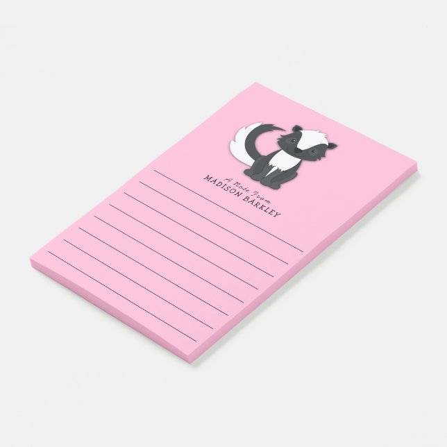 Skunk Kid's Cute Woodland Animal Post-it Notes (Angled)