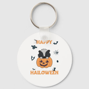 Skunk Pumpkin Cute Skunks Happy Halloween Keychain