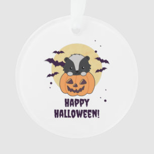 Skunk Pumpkin Cute Skunks Happy Halloween Ornament