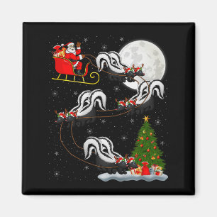 Skunk Santa Sleigh Flying Funny Magical Christmas Magnet