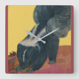 skunk square wall clock