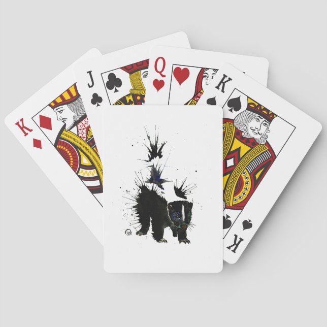 Skunk watercolour painting playing cards (Back)