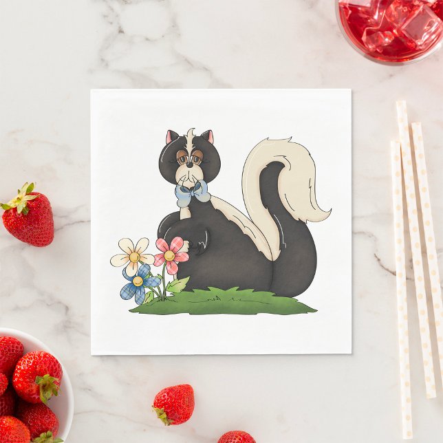 Skunk With Flowers Napkin (Creator Uploaded)