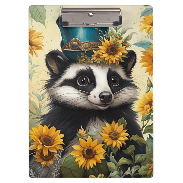 Skunk with Sunflowers Clipboard (Front)