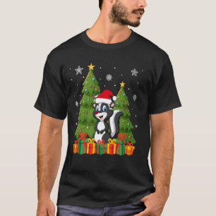 Skunk Xmas Tree Lights Santa Hat Ugly Christmas T-Shirt