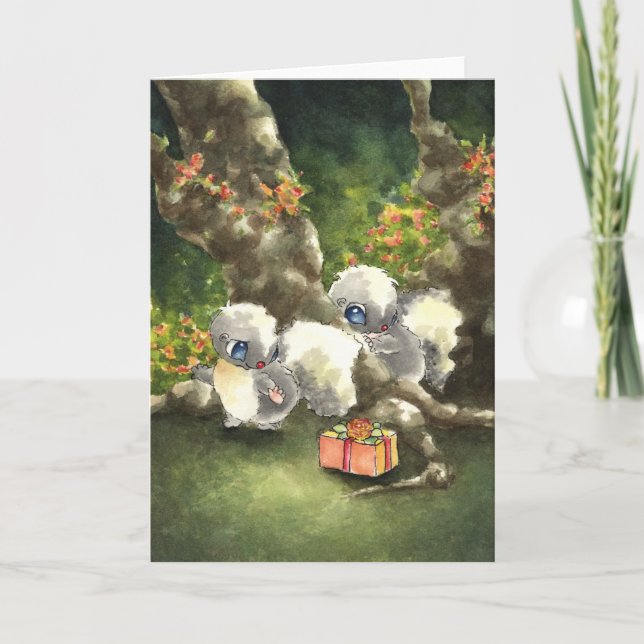 Skunks with a Present Card (Front)