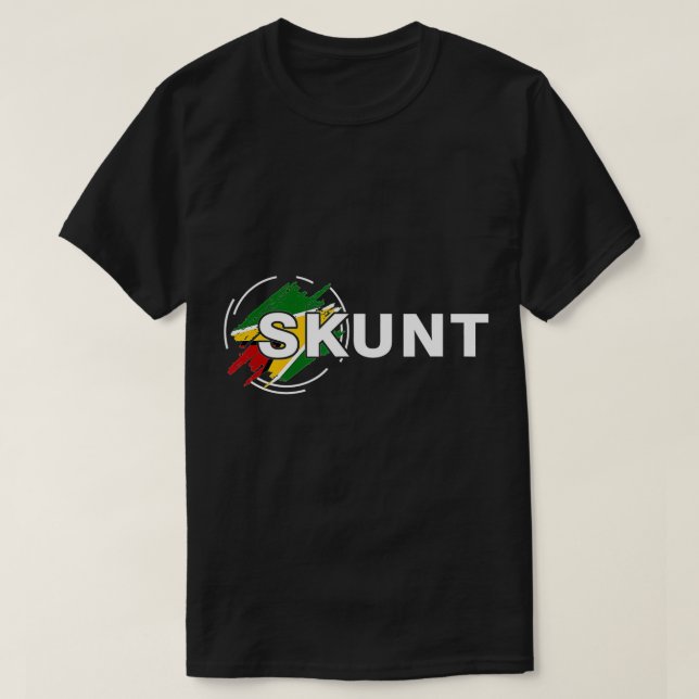 Skunt with Guyana Flag Funny Patriotic design  T-Shirt (Design Front)