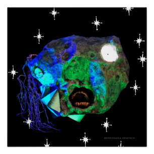 Skwot Above Master Asteroidhead with Stars Alien  Poster