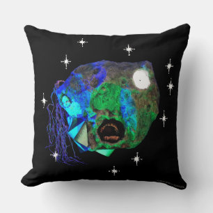 Skwot Above Master Asteroidhead with Stars Alien Throw Pillow