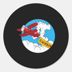 Sky Airplane Funny Maths Nerd Birthday Gift Pi Day Classic Round Sticker