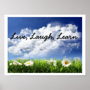 sky-and-flowers, Live, Laugh, Learn. Poster