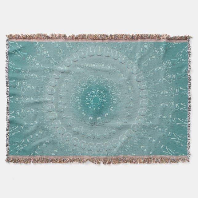 Sky and ocean expressed as a mandala throw blanket (Front)