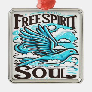 Sky Bird with Free Spirit and Soul Metal Ornament