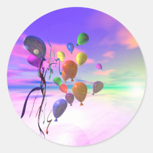 Sky Birthday Balloons Classic Round Sticker