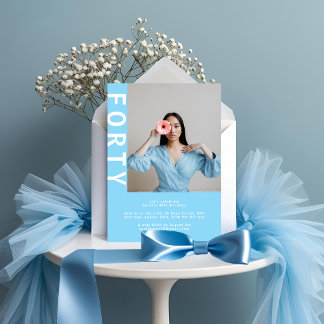 Sky Blue 40th Birthday Invitation
