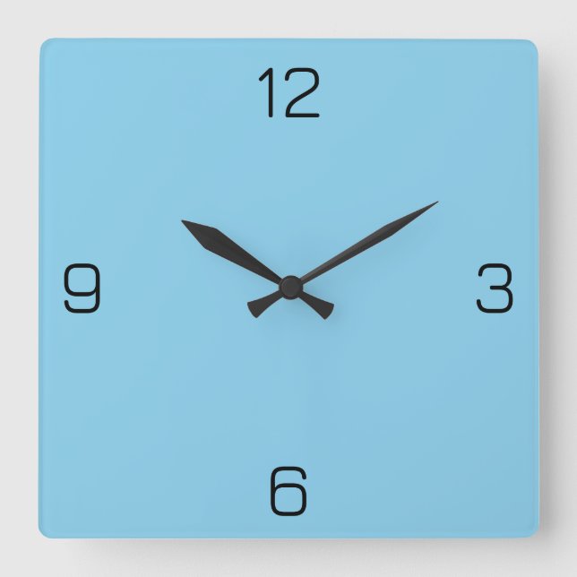 Sky Blue 87CEEB Colour - Option to Add Name Square Wall Clock (Front)