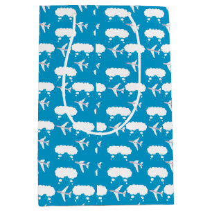 Sky Blue Airplane Pattern Medium Gift Bag
