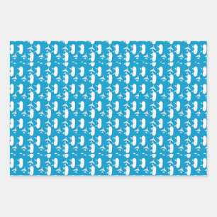 Sky Blue Airplane Pattern Wrapping Paper Sheet