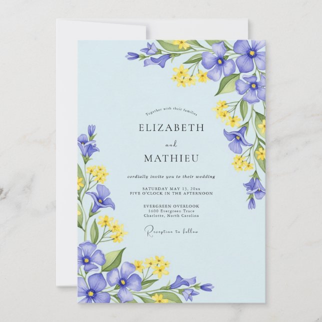 Sky Blue Airy Spring Wedding Invitation (Front)
