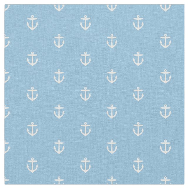 Sky Blue Anchor Print Fabric (Close Up)