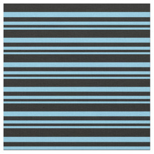 Sky Blue and Black Coloured Striped/Lined Pattern Fabric