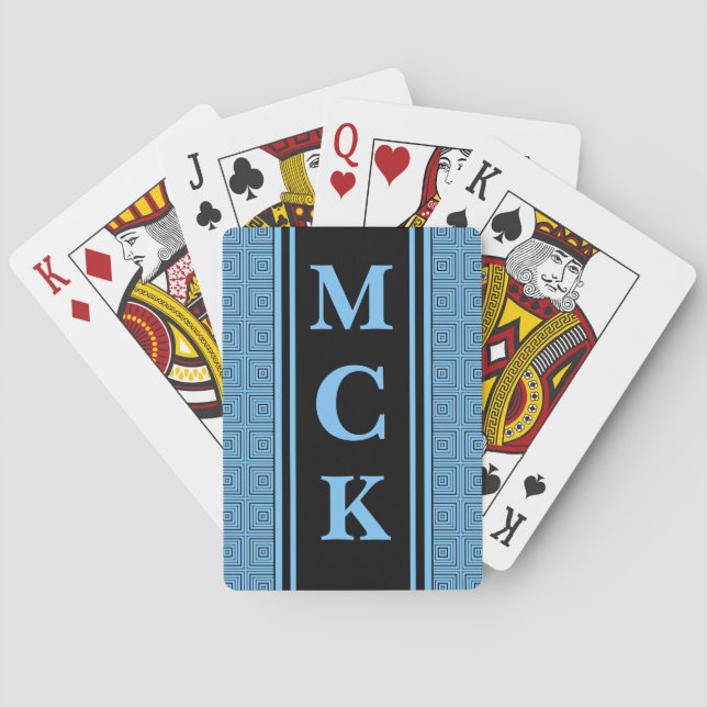 Sky Blue and Black  Custom Playing Cards (Back)