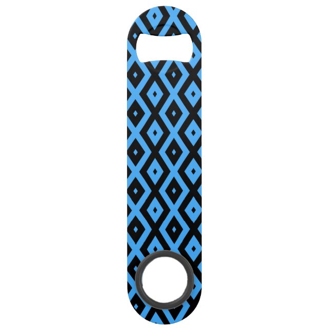 Sky blue and black diamond pattern bar key (Front)