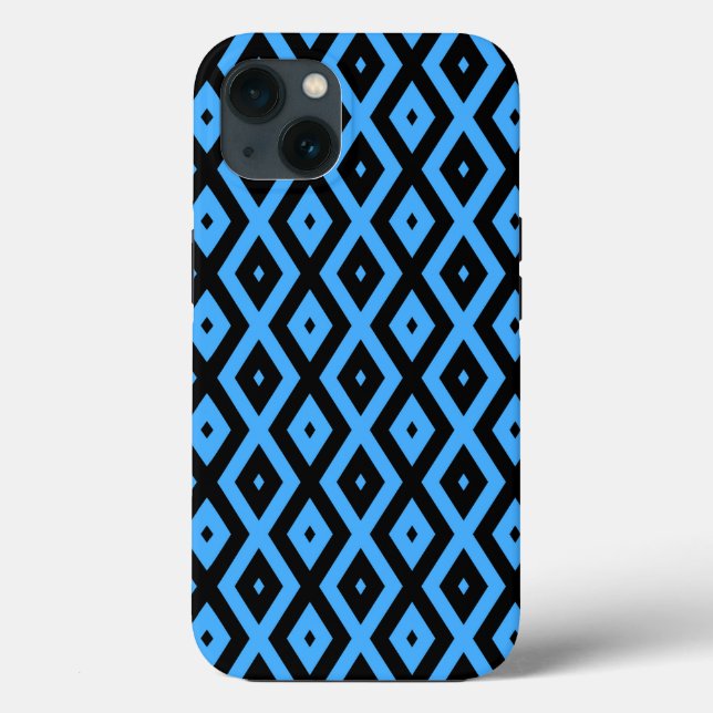 Sky blue and black diamond pattern Case-Mate iPhon Case-Mate iPhone Case (Back)